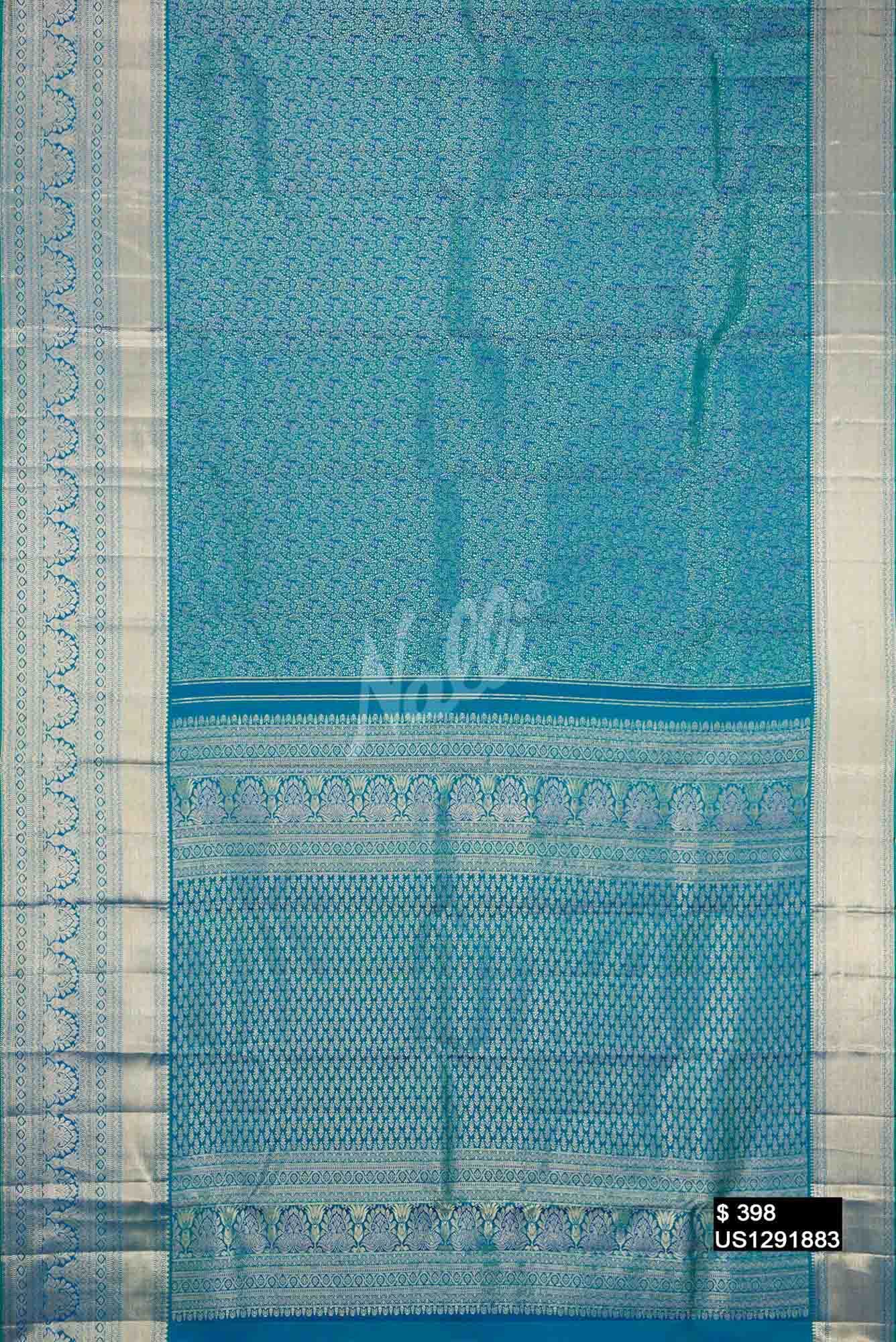 Peacock Blue Kanchipuram Silk Saree
