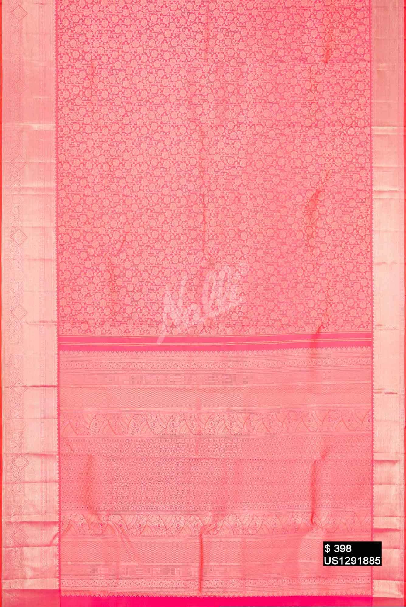 Coral Kanchipuram Silk Saree