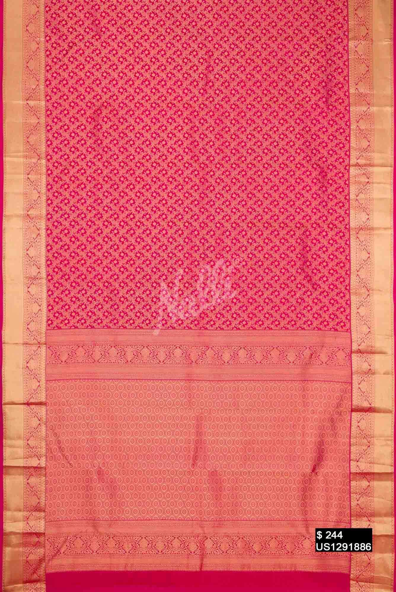 Dark Pink Kanchipuram Silk Saree