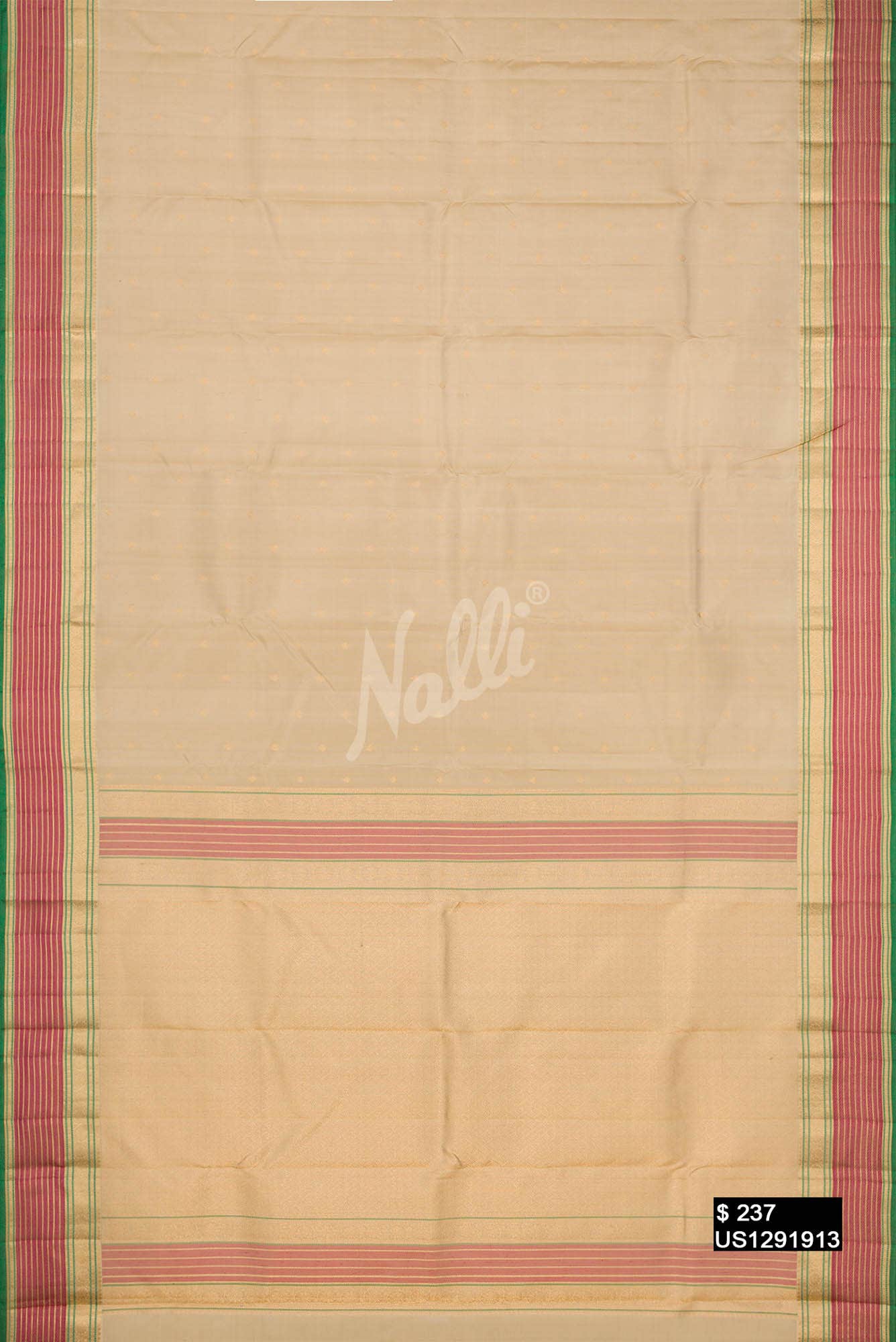 Beige Kanchipuram Silk Saree