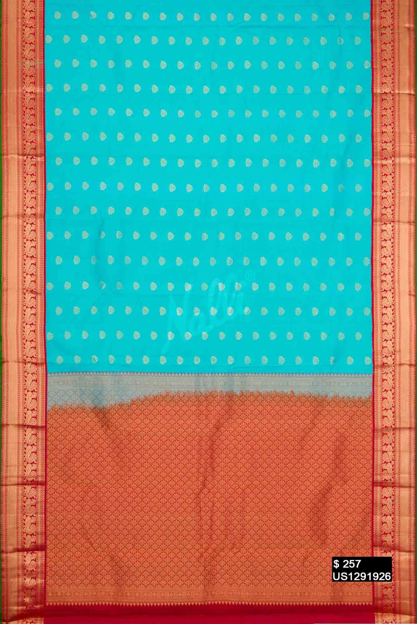 Sky Blue Kanchipuram Silk Saree