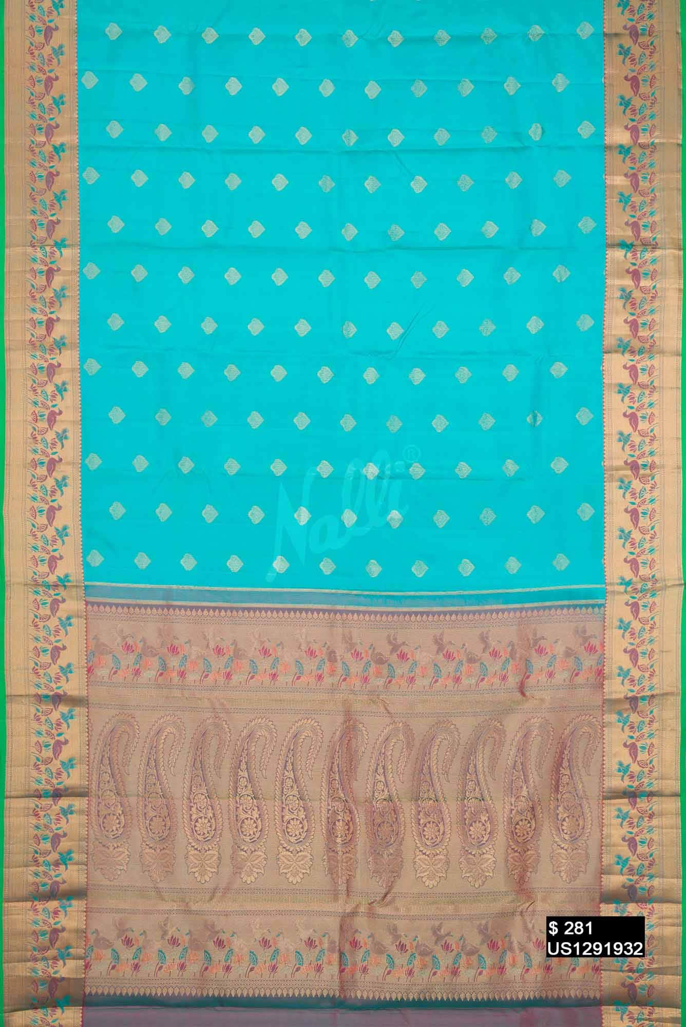 Sky Blue Kanchipuram Silk Saree
