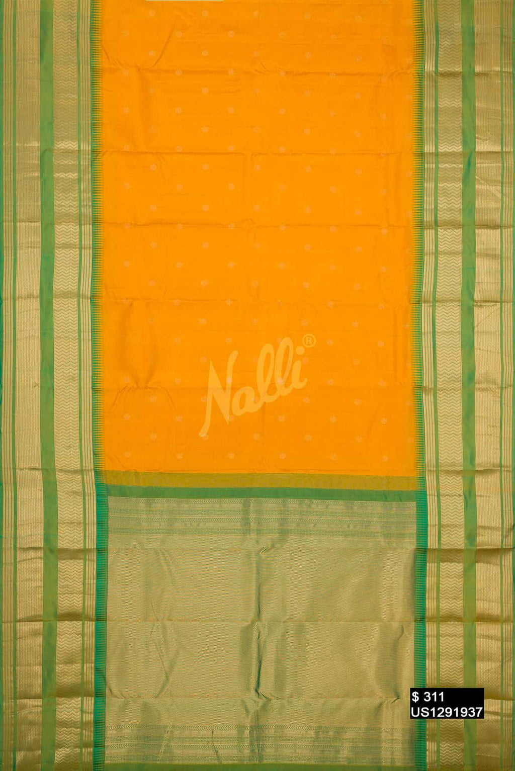 Mustard Kanchipuram Silk Saree