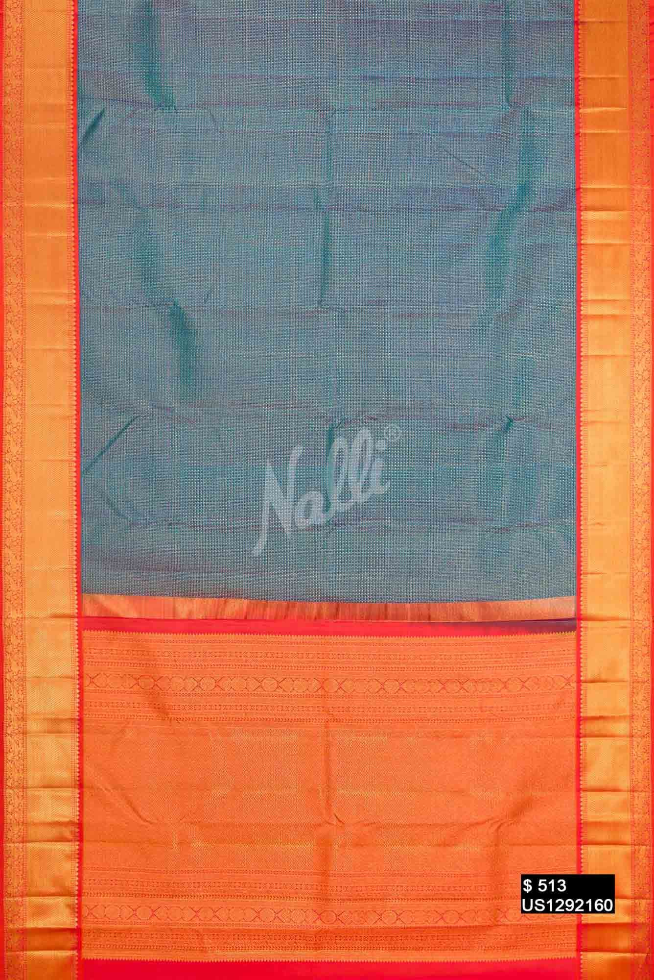 Peacock Blue Kanchipuram Silk Saree