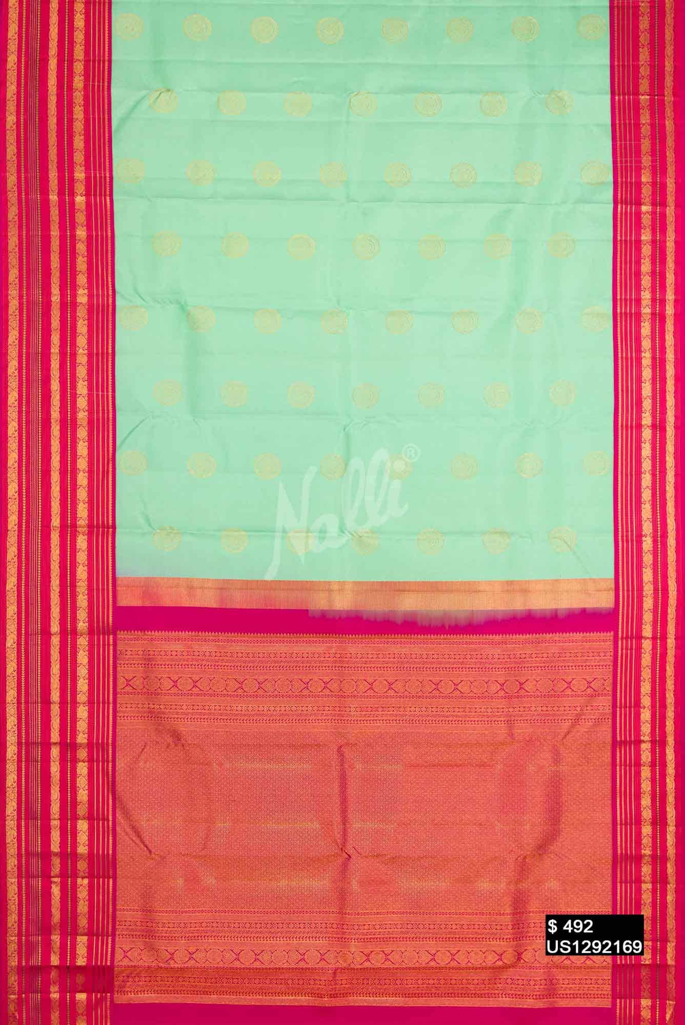 Sea Green Kanchipuram Silk Saree
