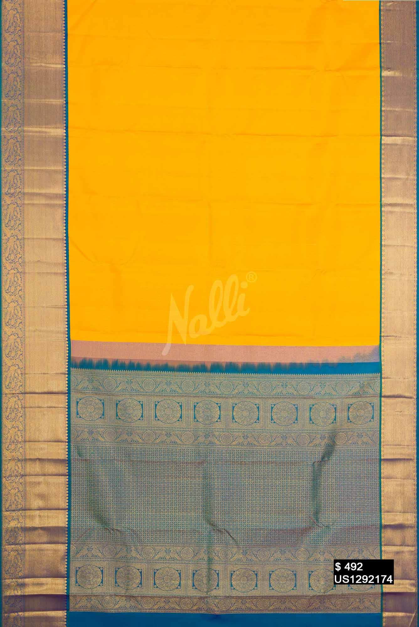 Yellow Kanchipuram Silk Saree