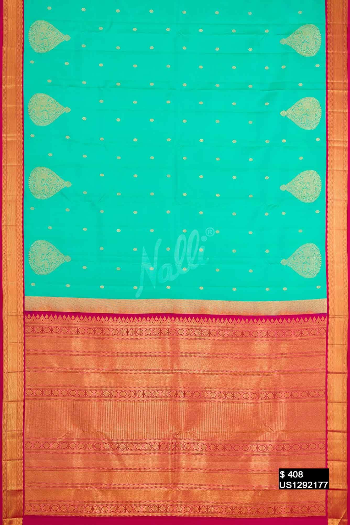Sea Green Kanchipuram Silk Saree