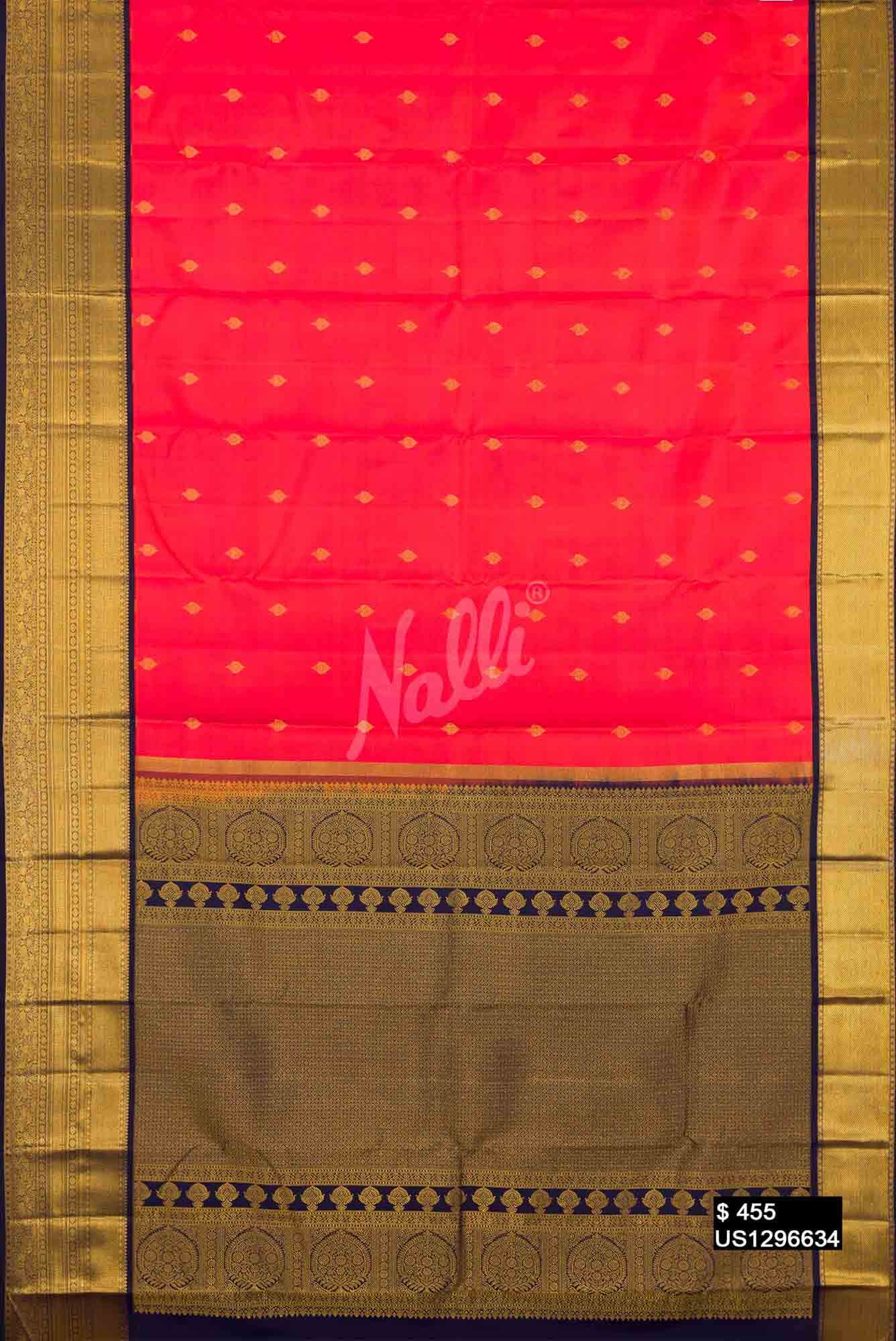 Coral Kanchipuram Silk Saree