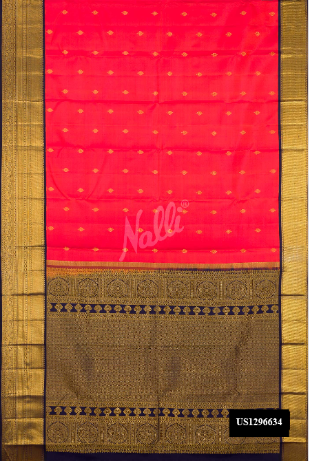 Coral Kanchipuram Silk Saree