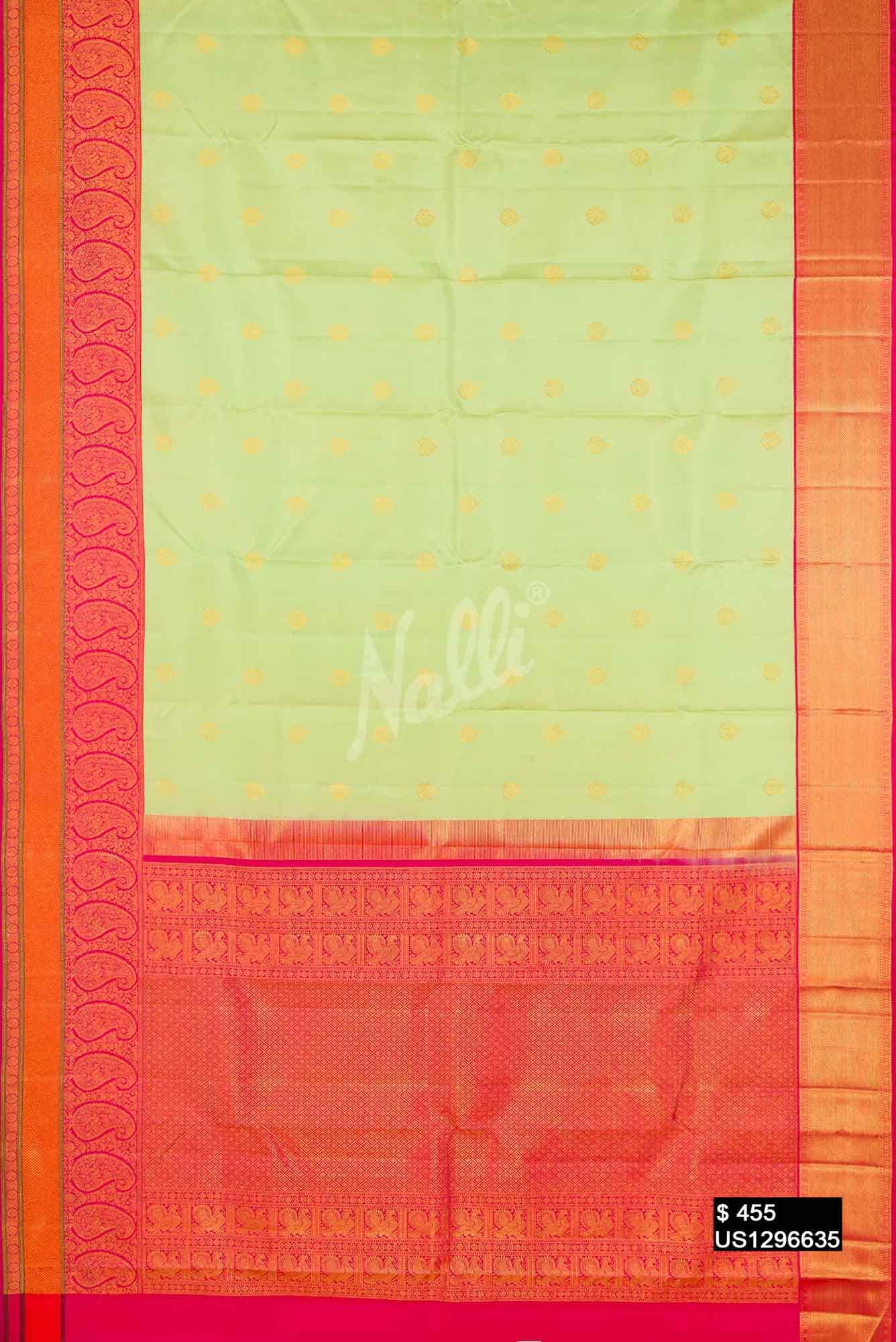 Pista Green Kanchipuram Silk Saree