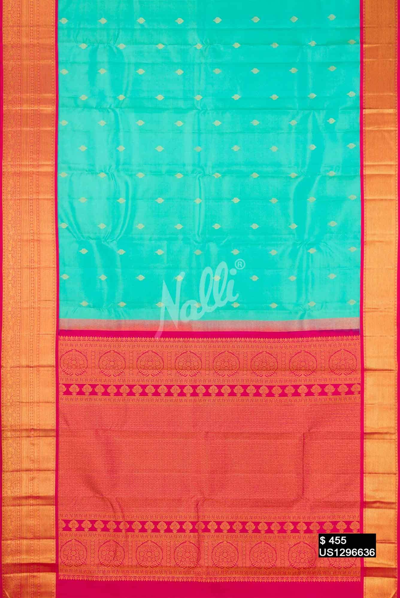 Sea Green Kanchipuram Silk Saree