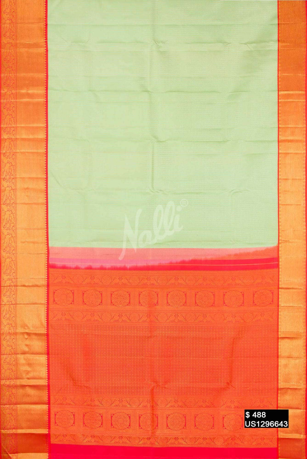 Pista Green Kanchipuram Silk Saree