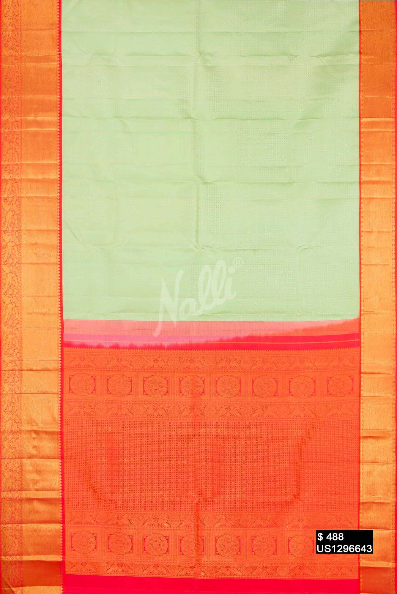 Pista Green Kanchipuram Silk Saree