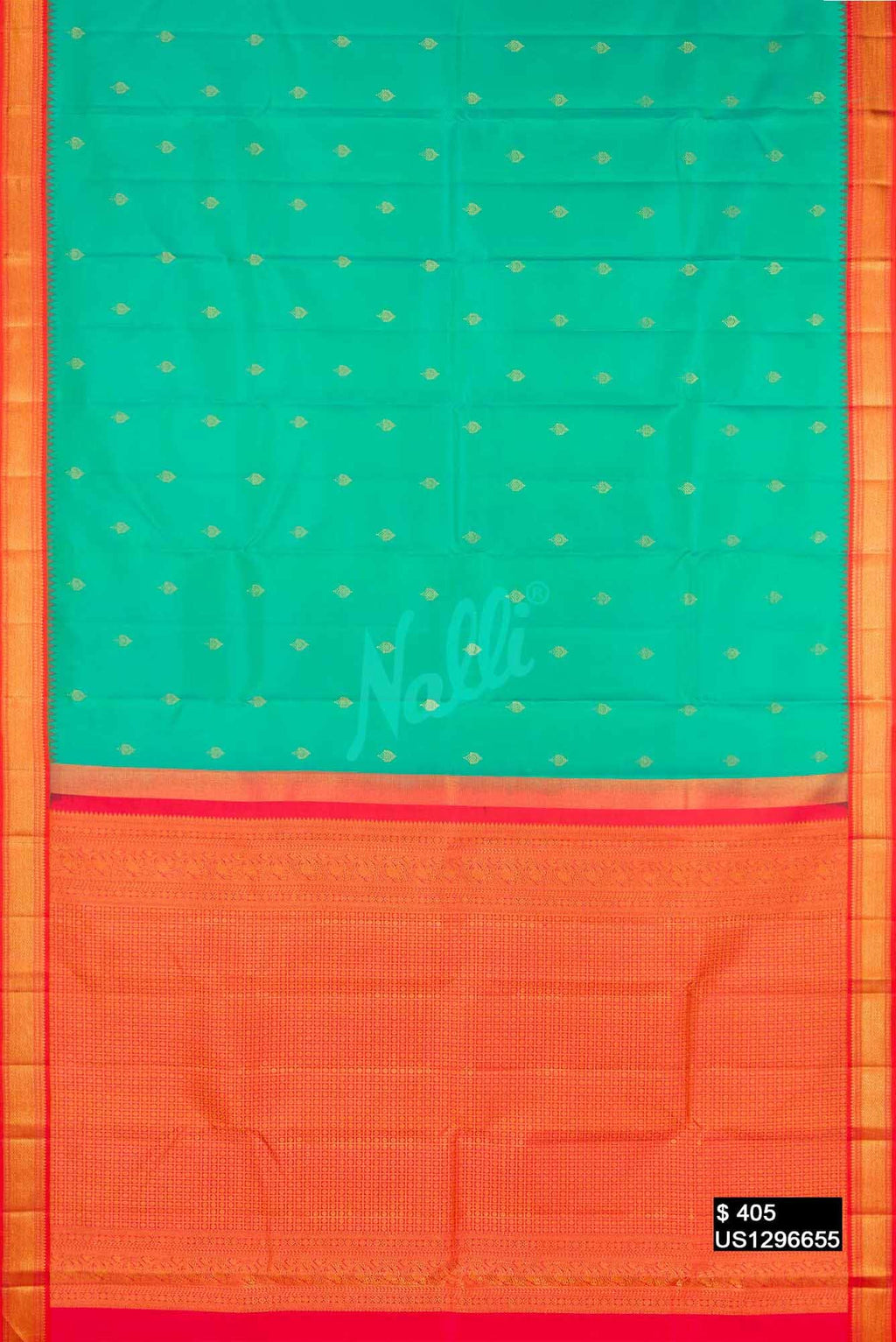 Sea Green Kanchipuram Silk Saree