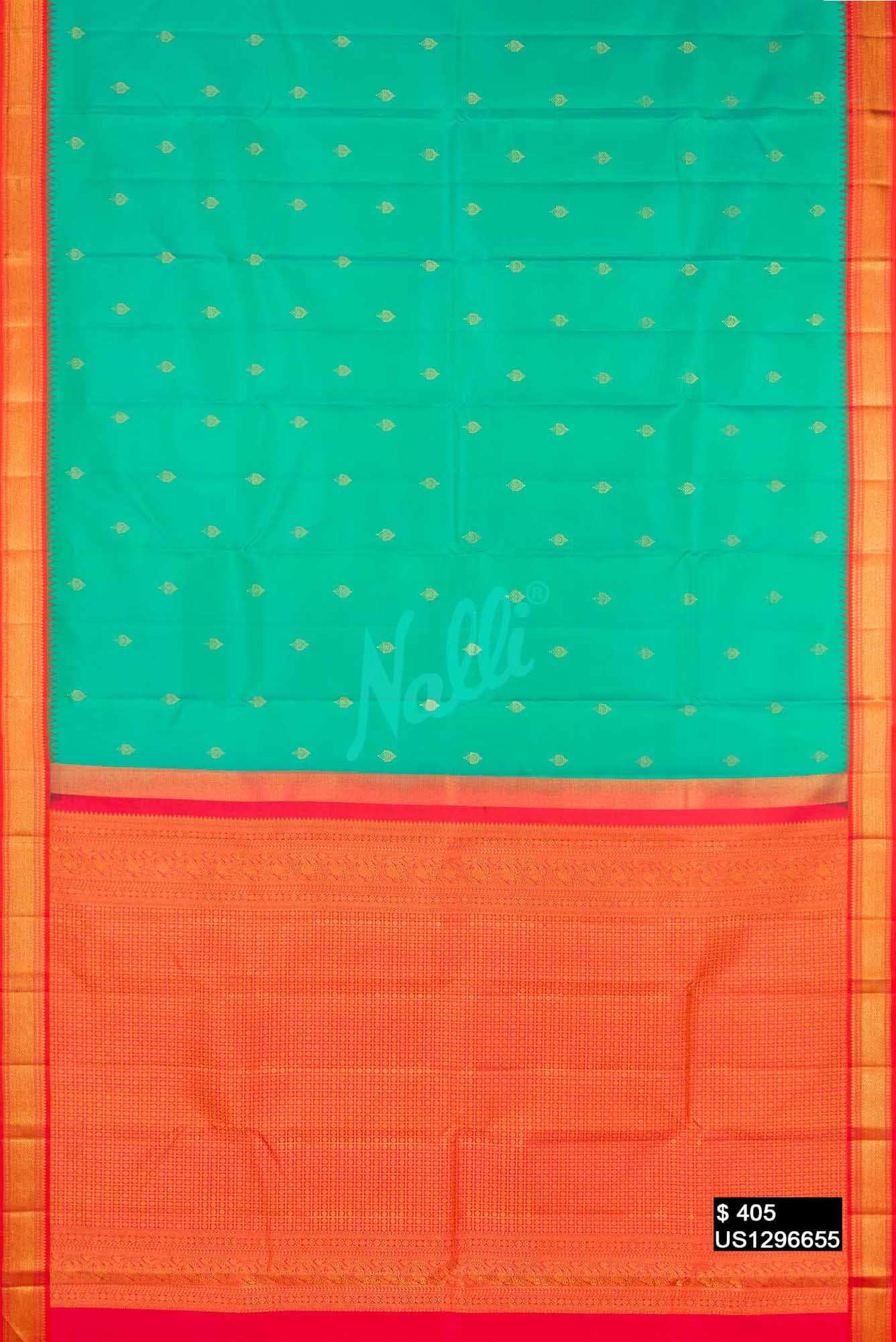 Sea Green Kanchipuram Silk Saree