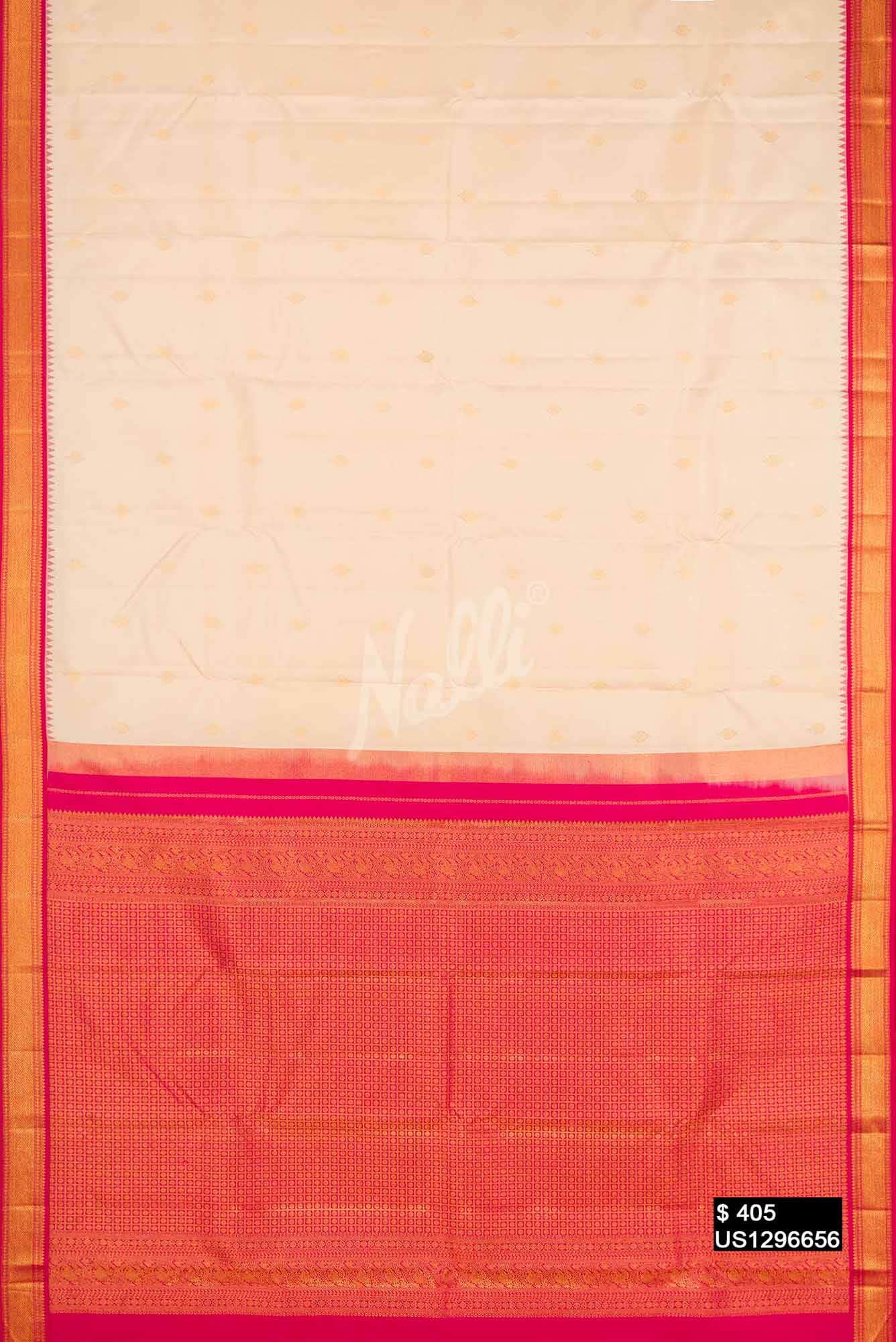 Cream Kanchipuram Silk Saree