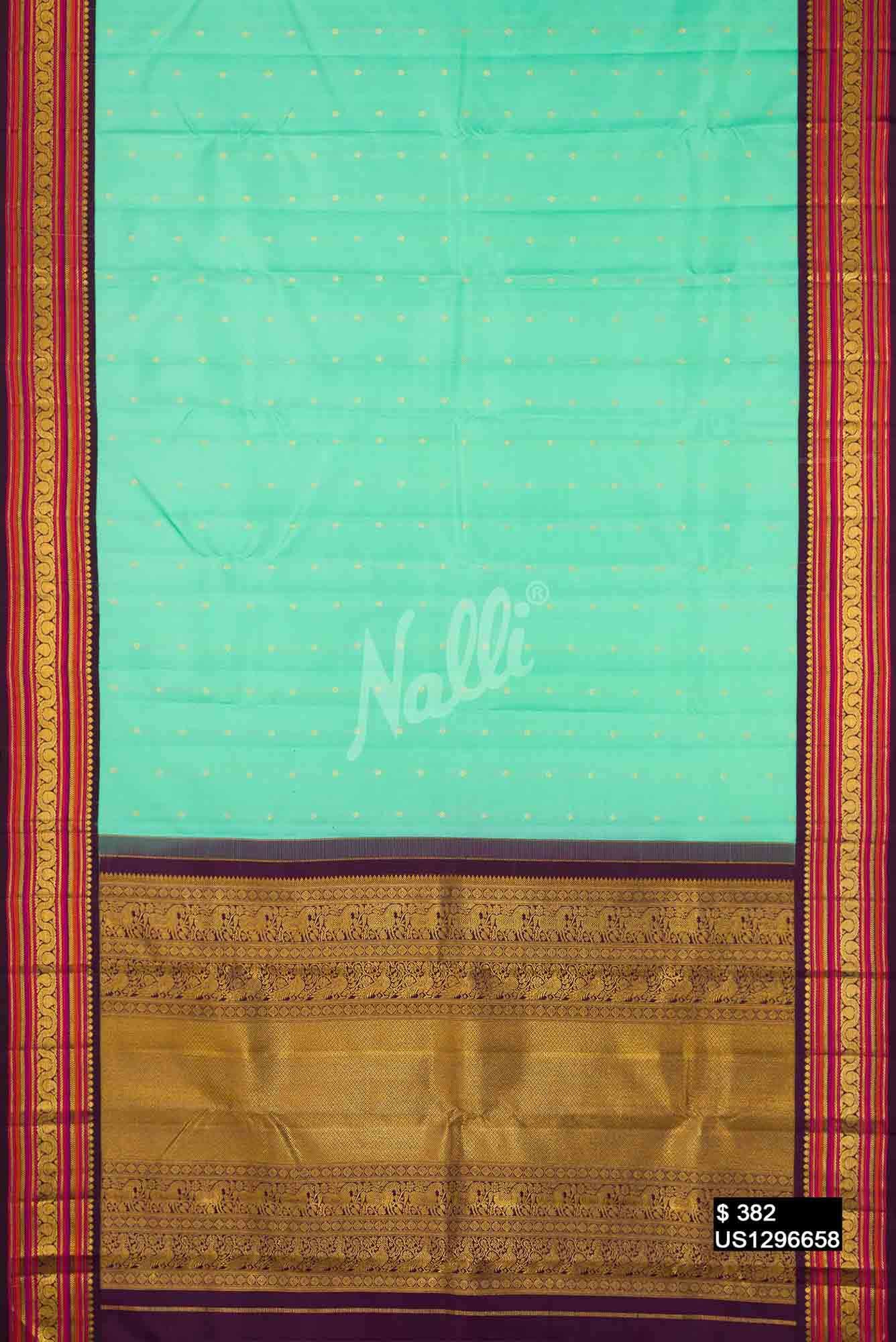 Sea Green Kanchipuram Silk Saree