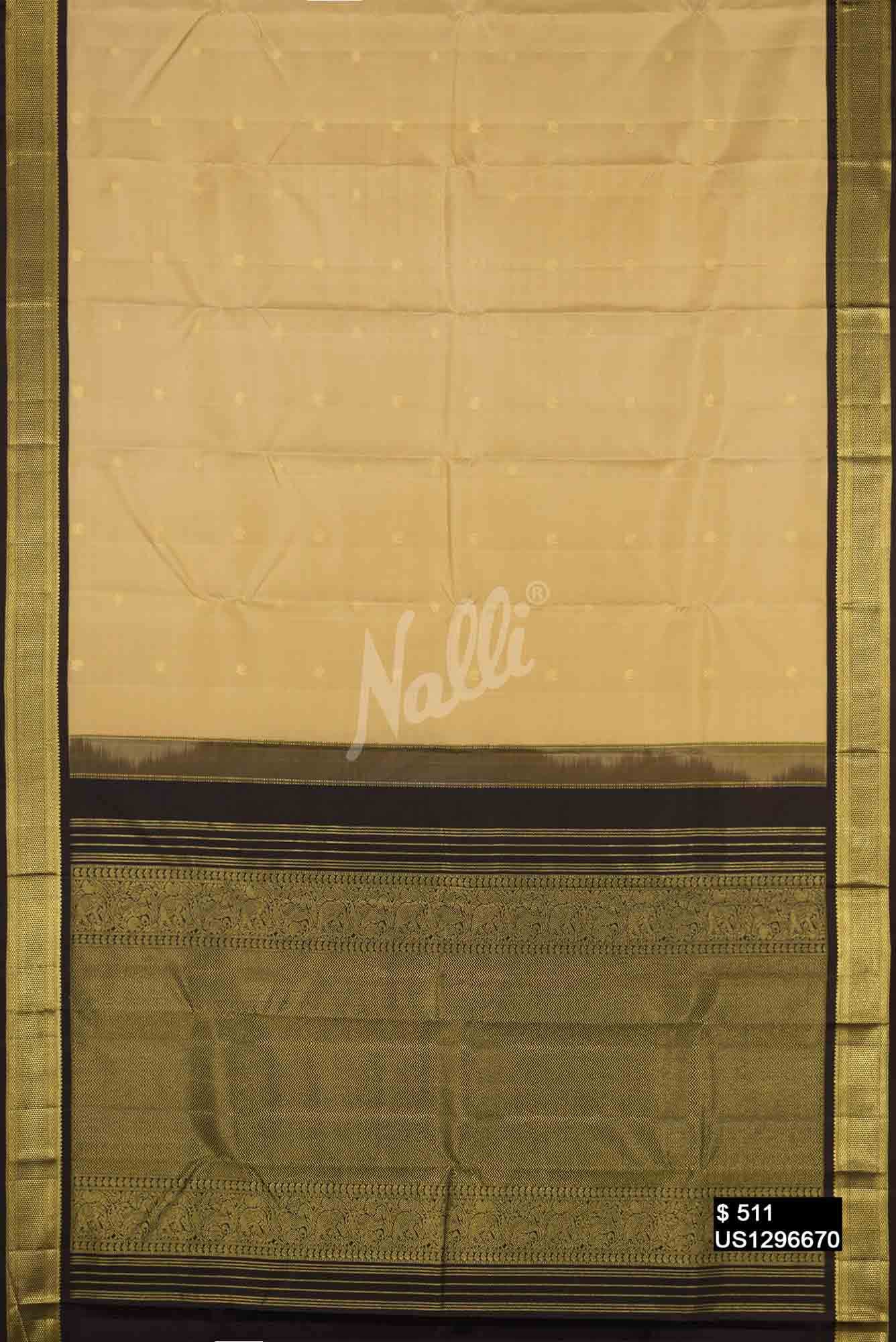 Beige Kanchipuram Silk Saree