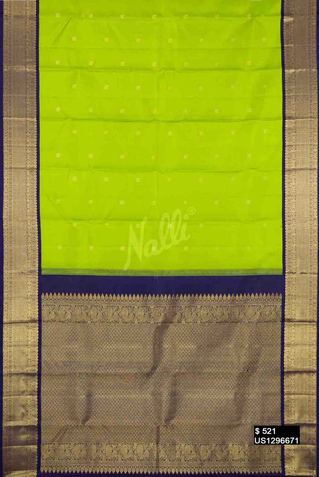 Parrot Green Kanchipuram Silk Saree