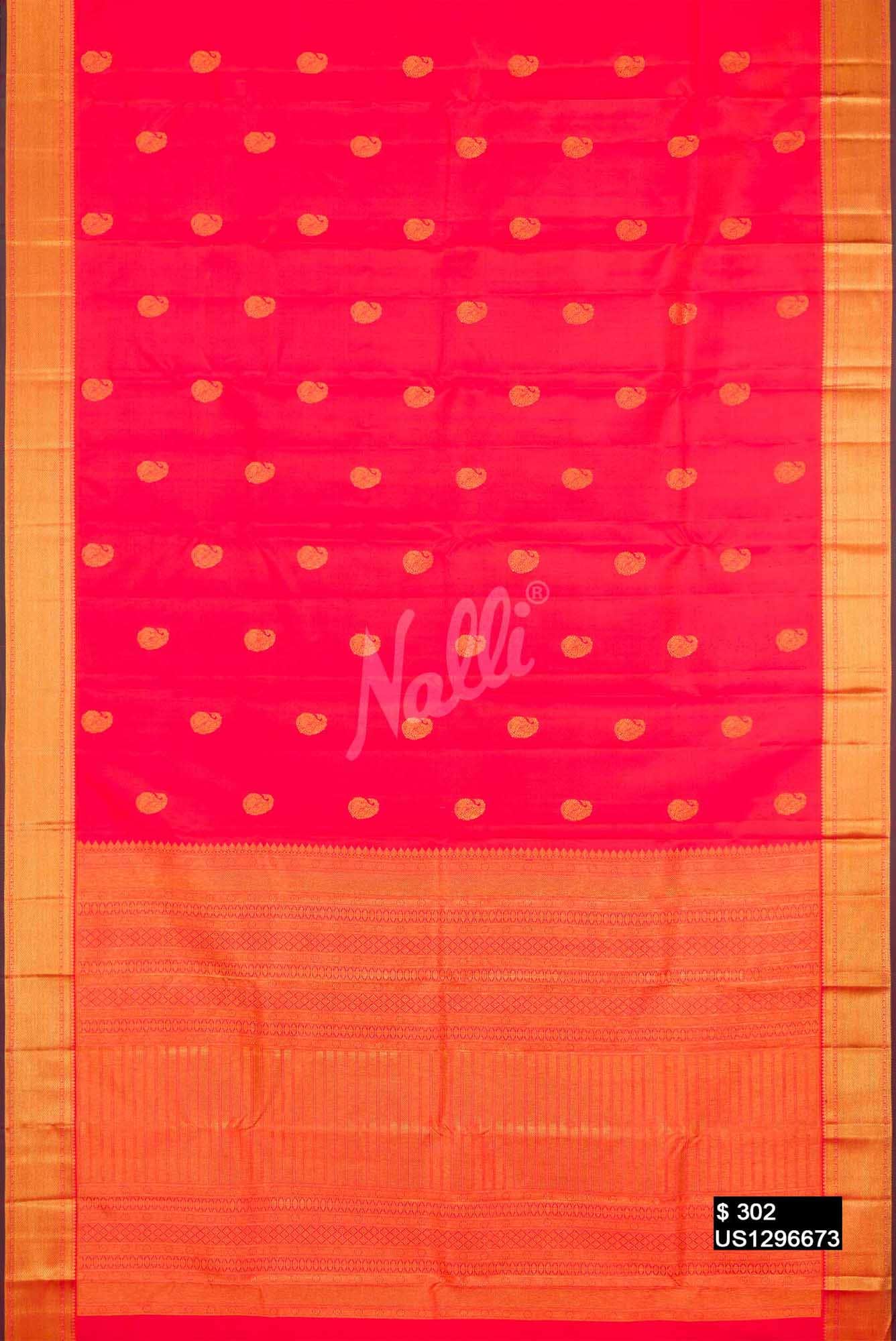 Coral Kanchipuram Silk Saree