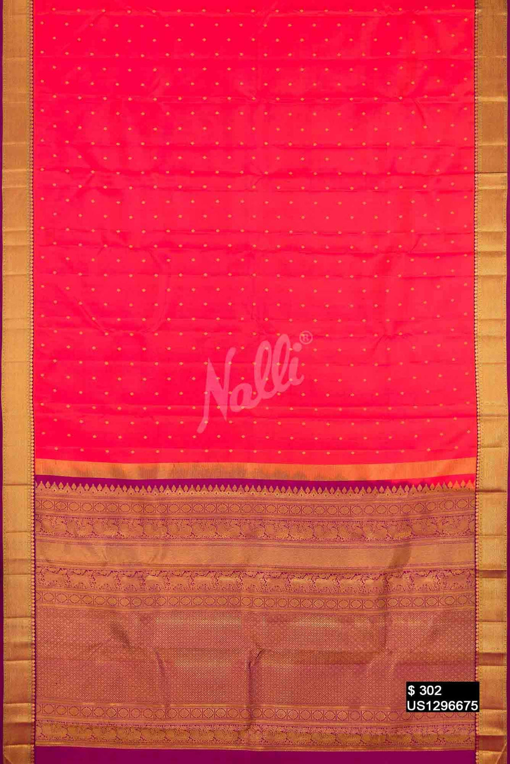 Coral Kanchipuram Silk Saree