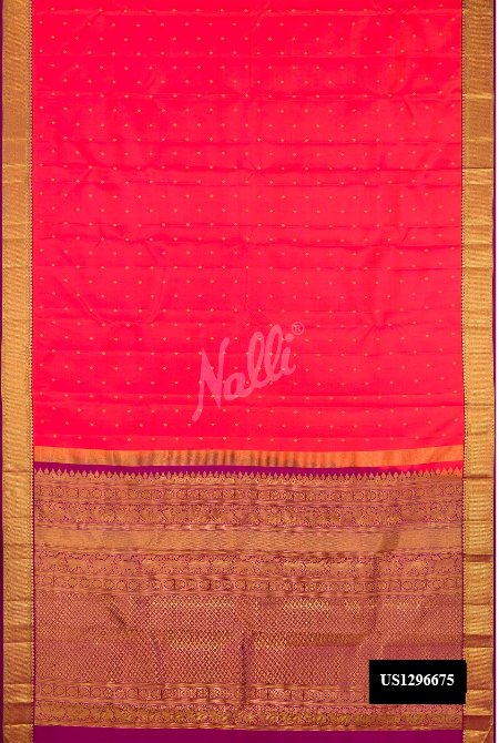 Coral Kanchipuram Silk Saree
