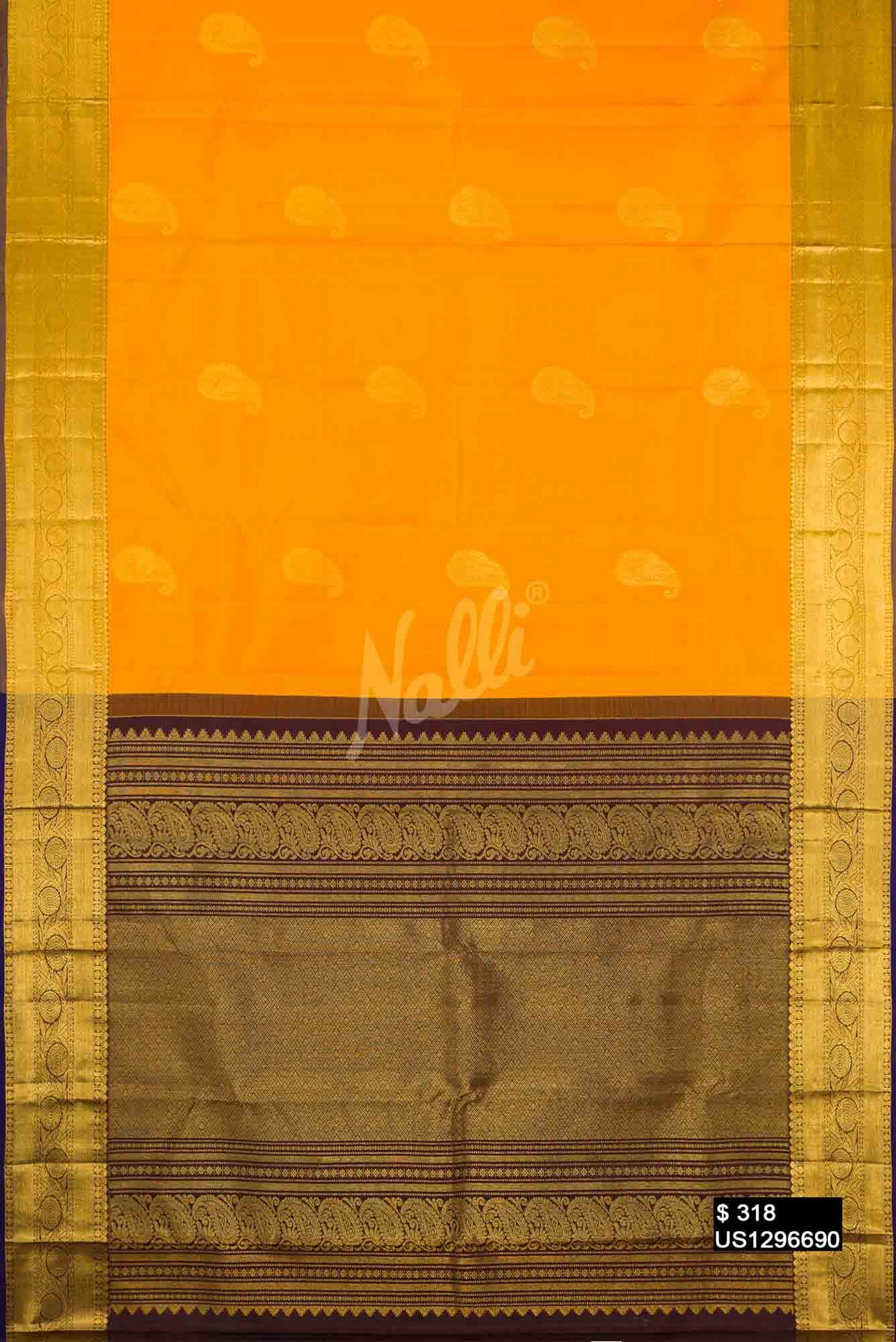 Yellow Kanchipuram Silk Saree