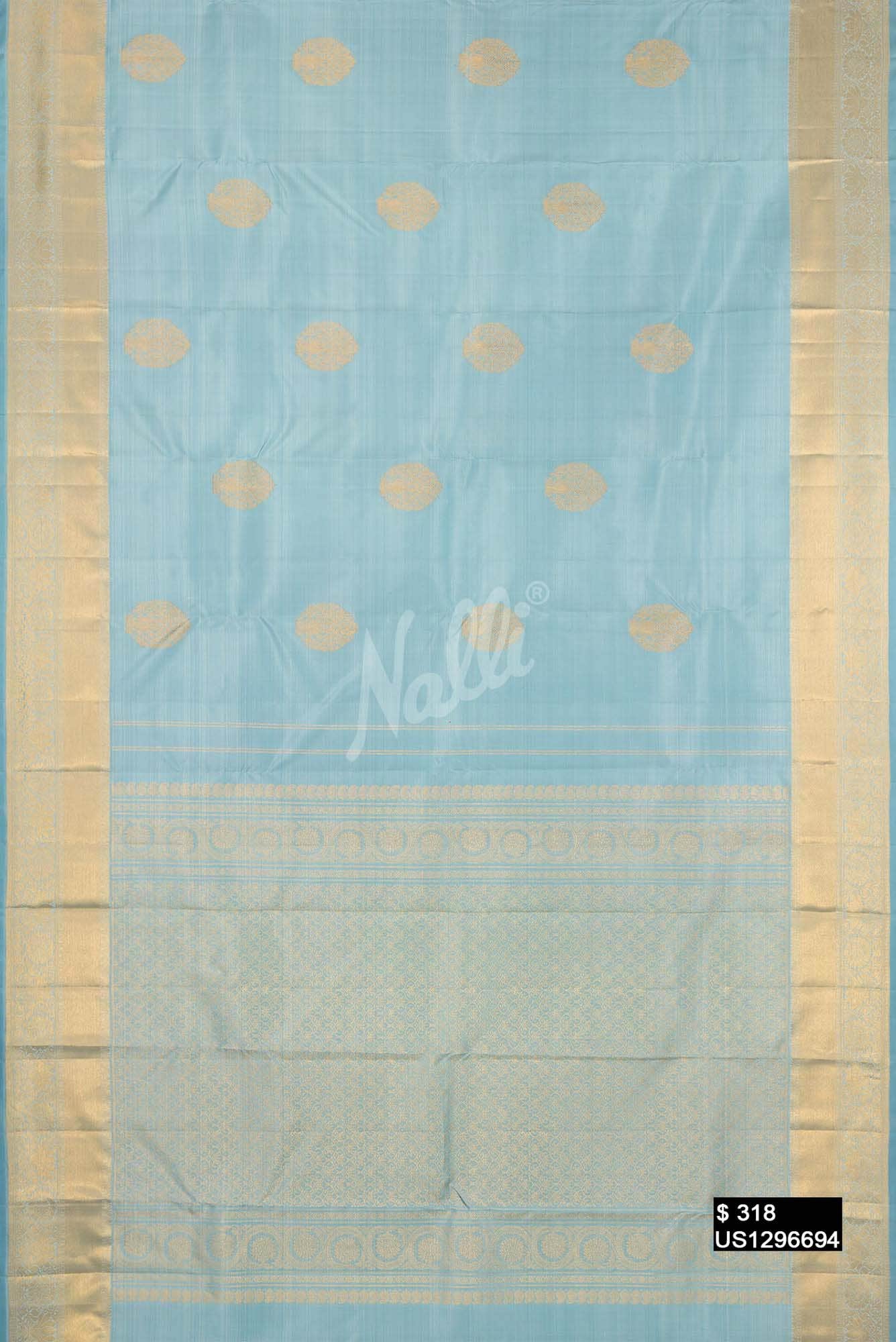Sky Blue Kanchipuram Silk Saree