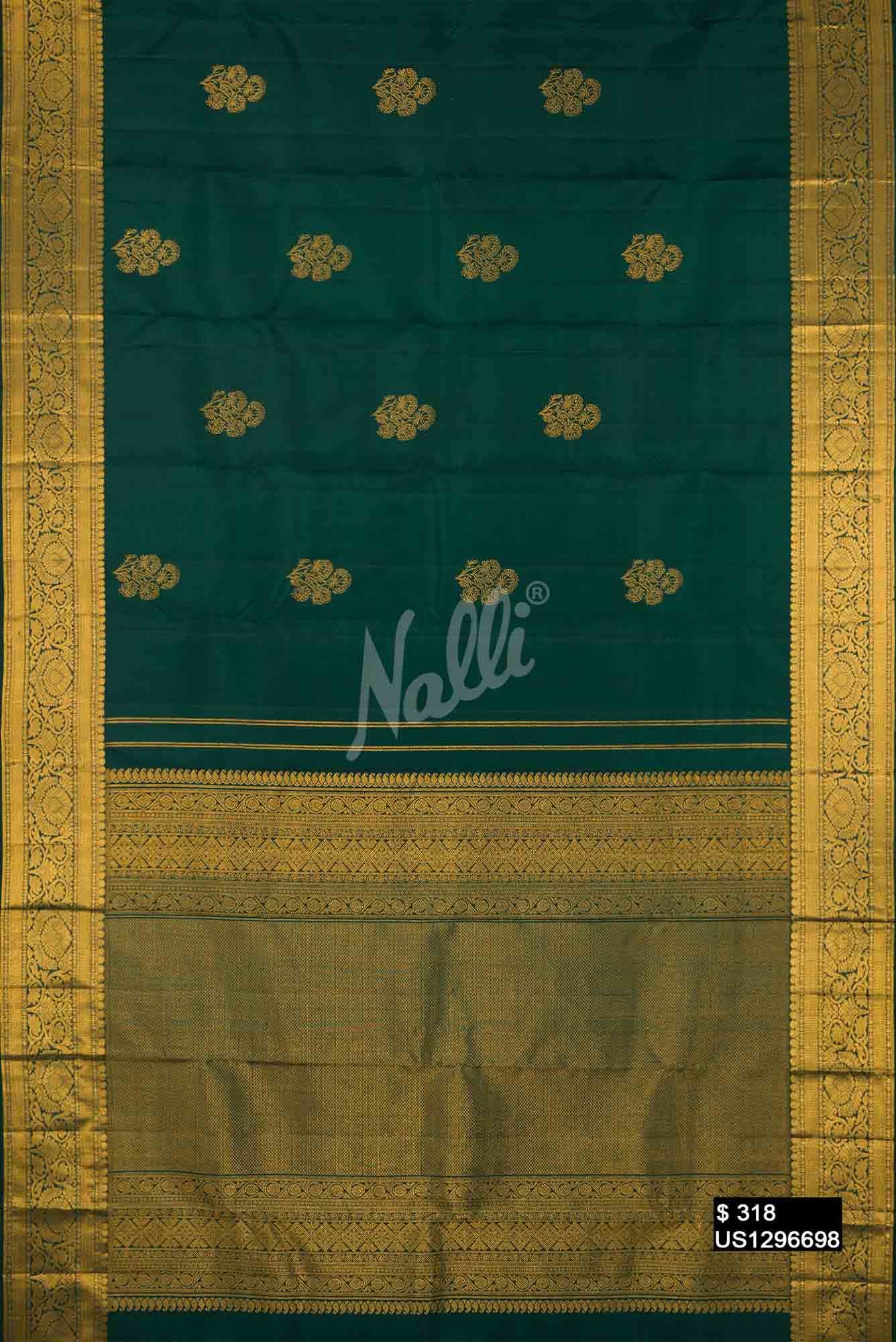 Bottle Green Kanchipuram Silk Saree