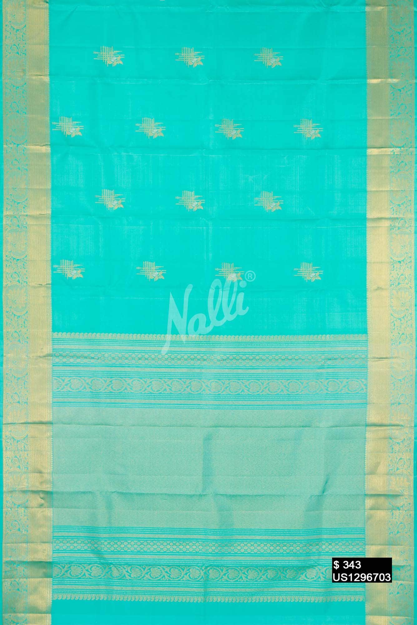 Sea Green Kanchipuram Silk Saree