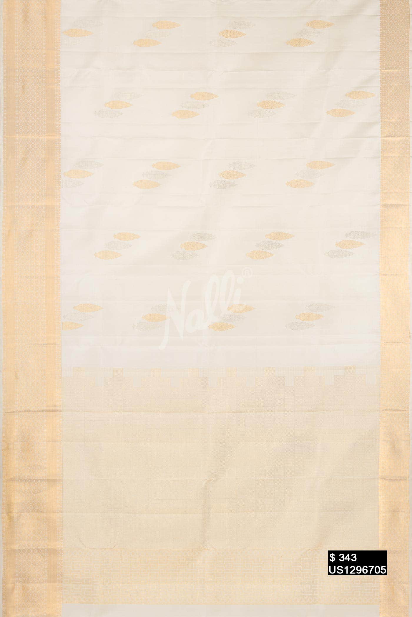 Off White Kanchipuram Silk Saree