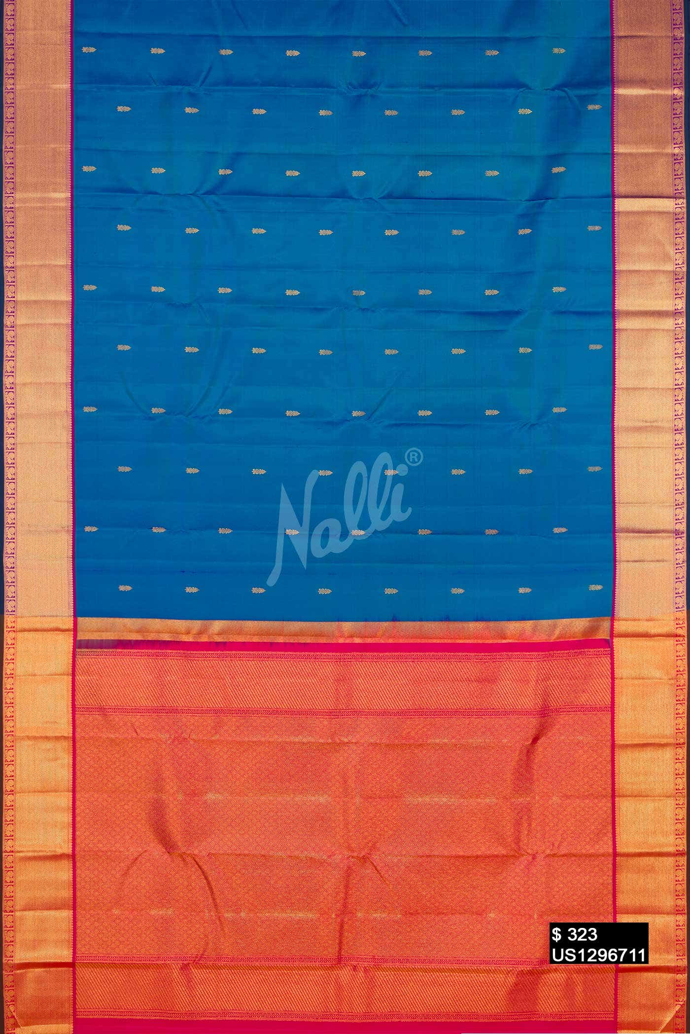 Peacock Blue Kanchipuram Silk Saree