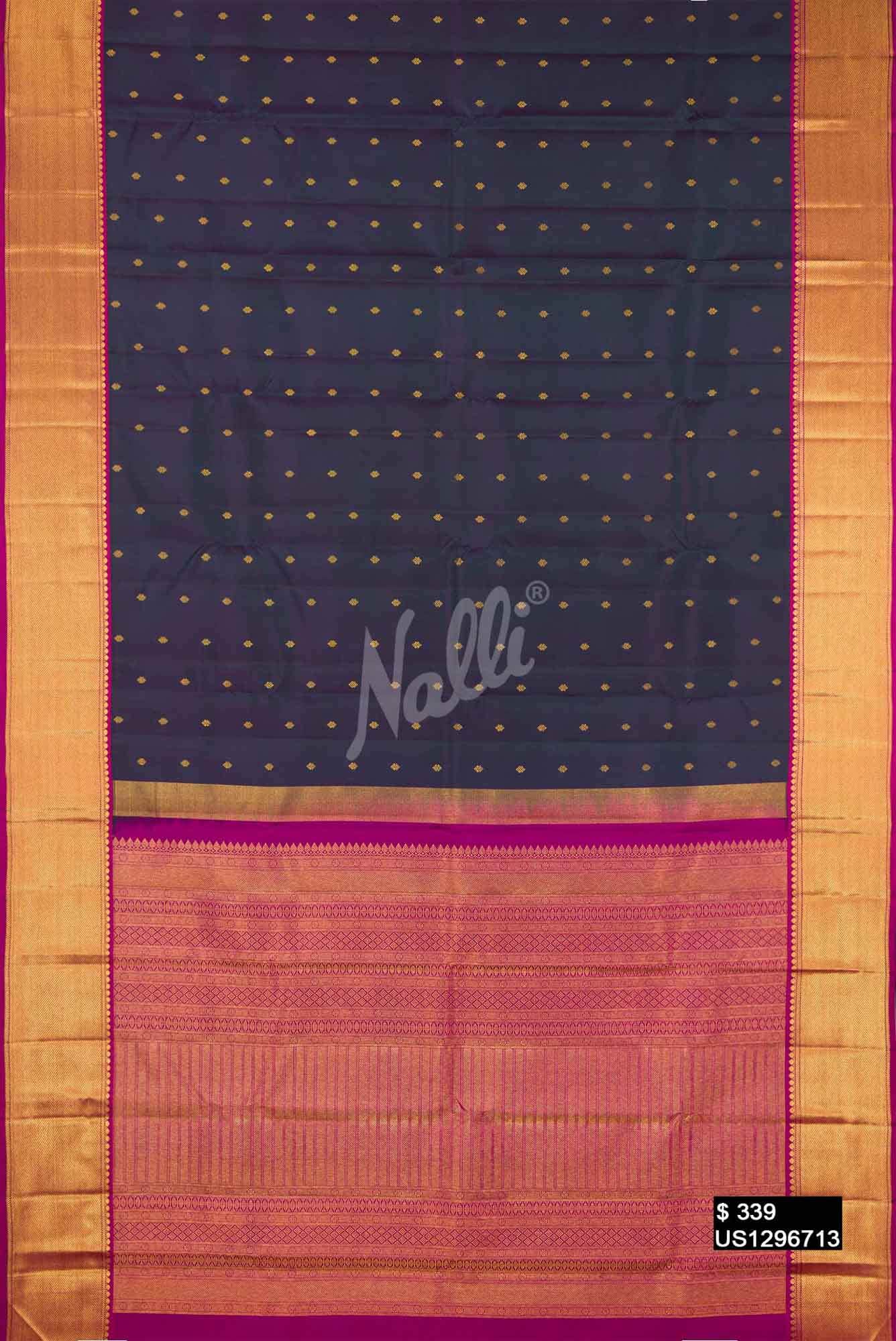 Peacock Blue Kanchipuram Silk Saree