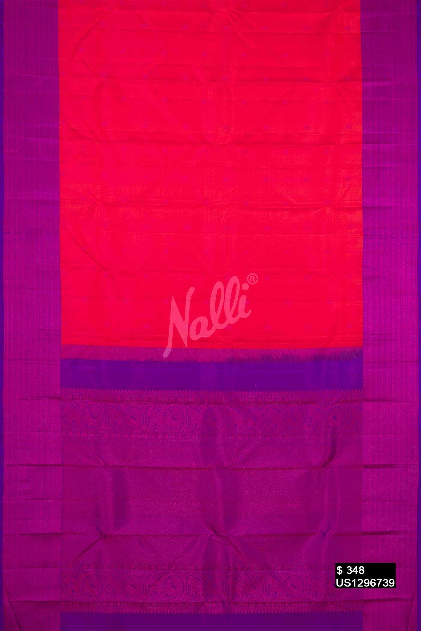 Coral Kanchipuram Silk Saree