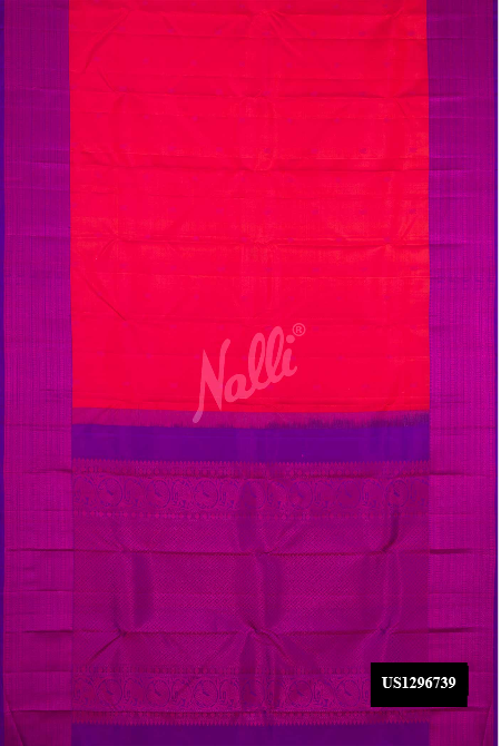 Coral Kanchipuram Silk Saree