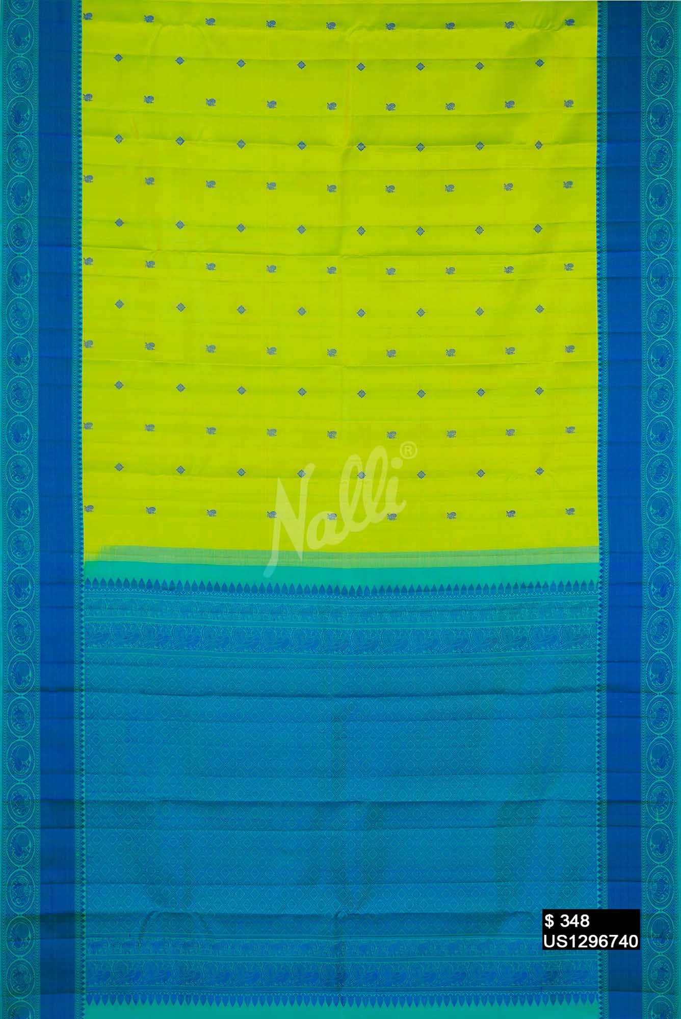 Parrot Green Kanchipuram Silk Saree