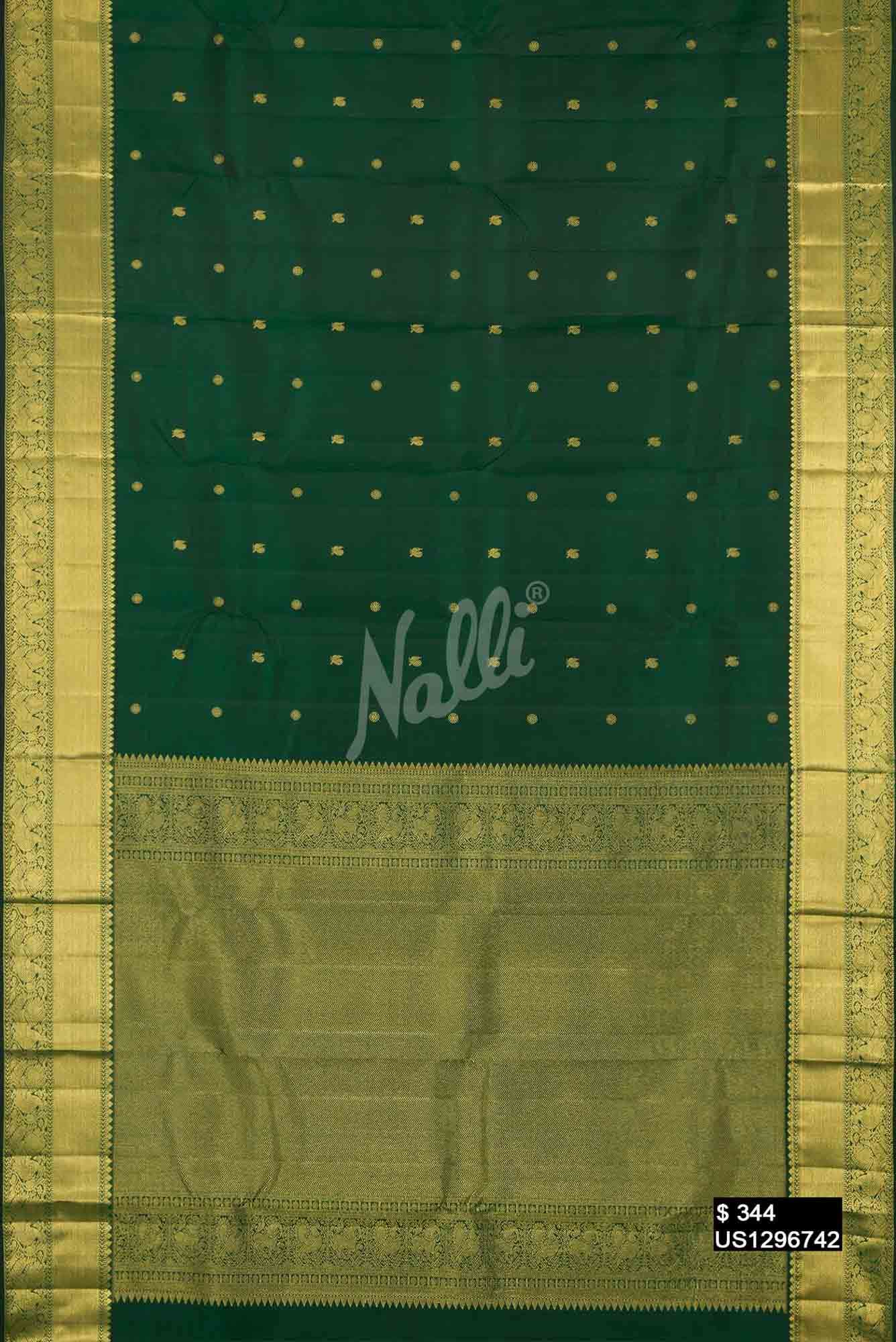 Bottle Green Kanchipuram Silk Saree