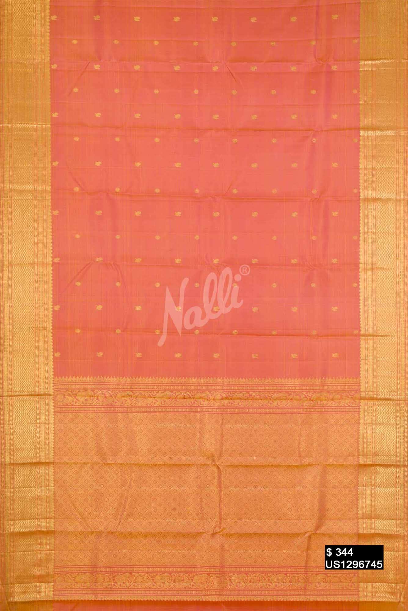 Golden Peach Kanchipuram Silk Saree