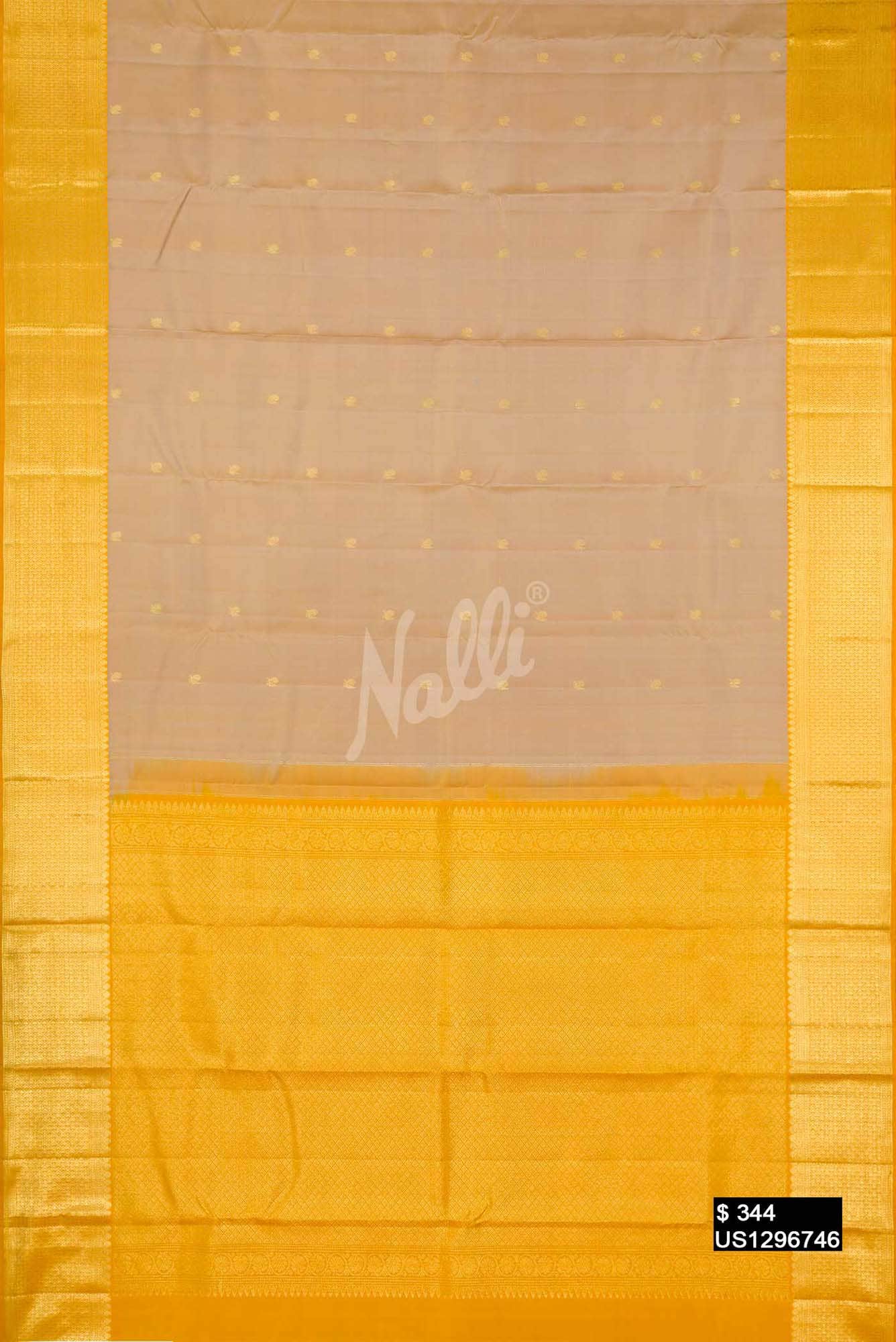 Beige Kanchipuram Silk Saree