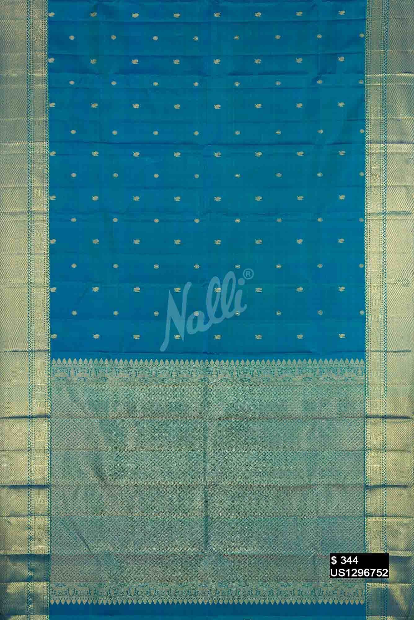 Peacock Blue Kanchipuram Silk Saree