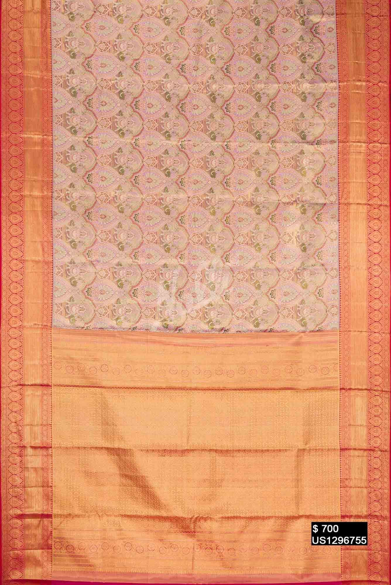 Lavender Kanchipuram Tissue Silk Saree