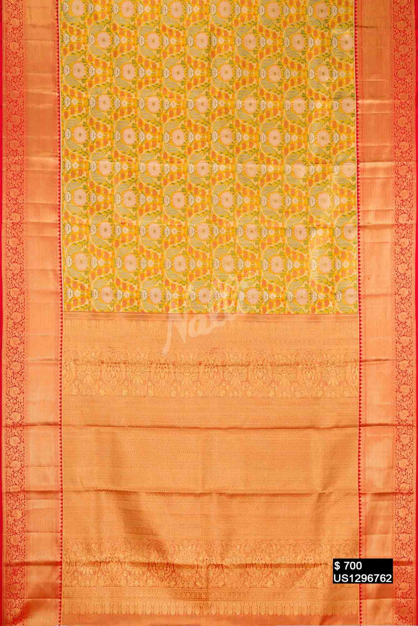 Yellow Kanchipuram Tissue Silk Saree