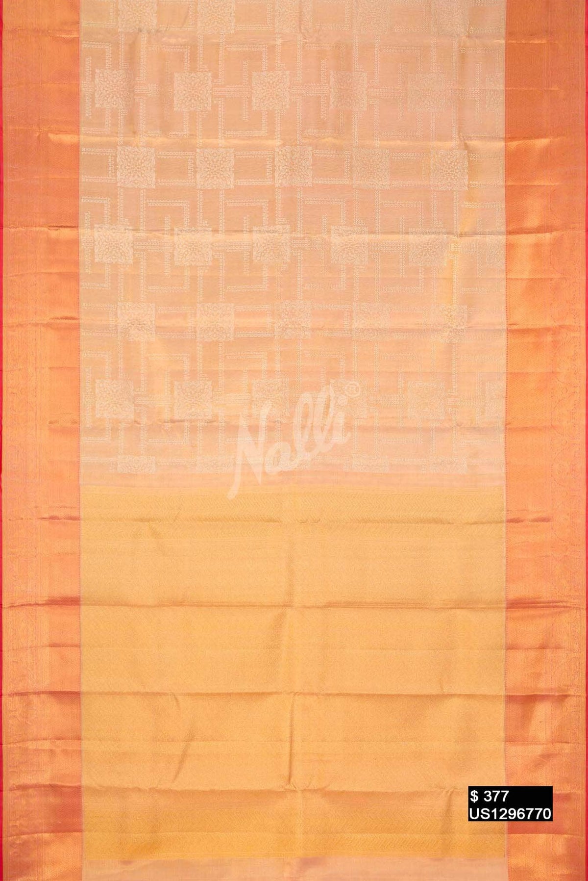 Peach Kanchipuram Tissue Silk Saree