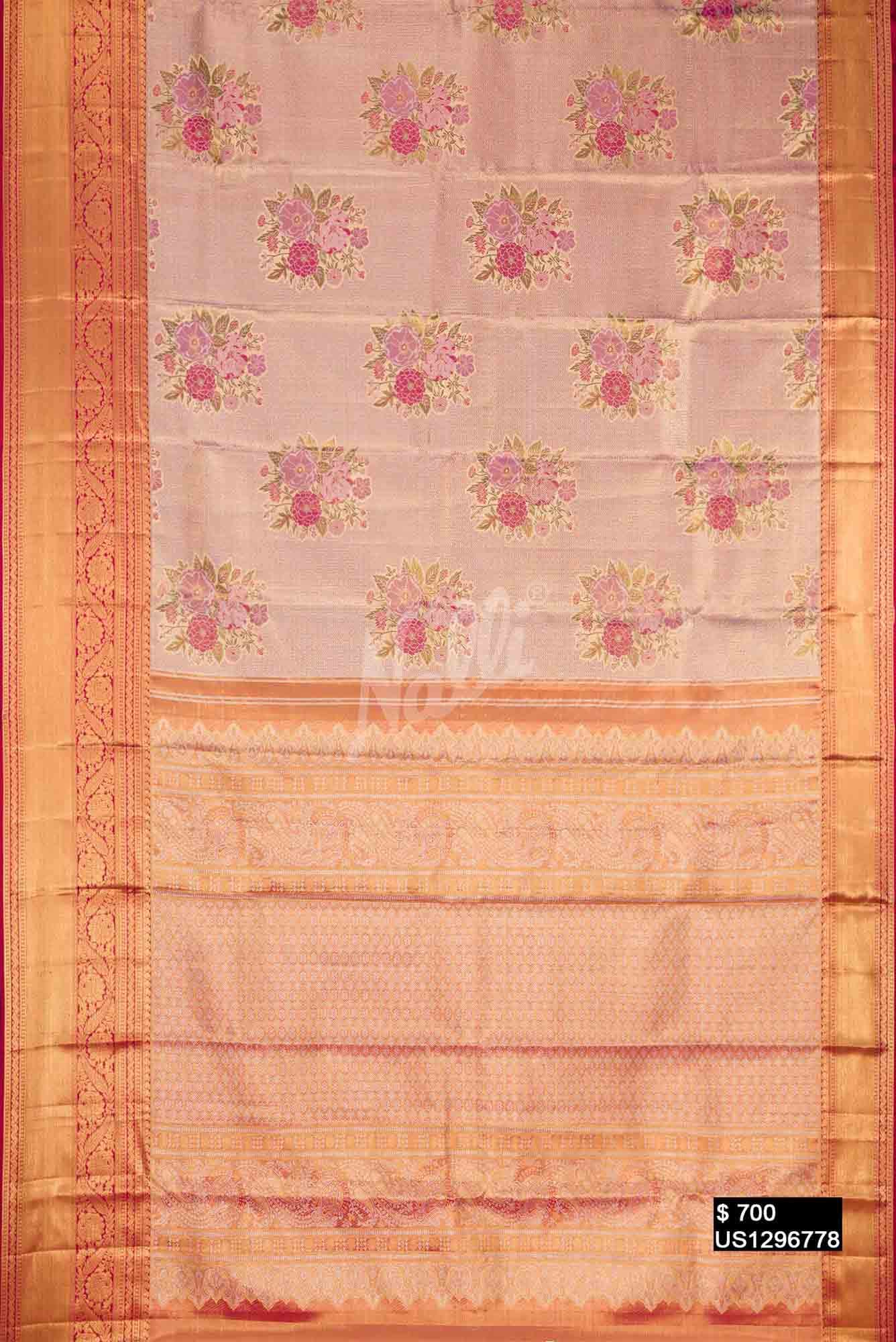 Lavender Kanchipuram Tissue Silk Saree