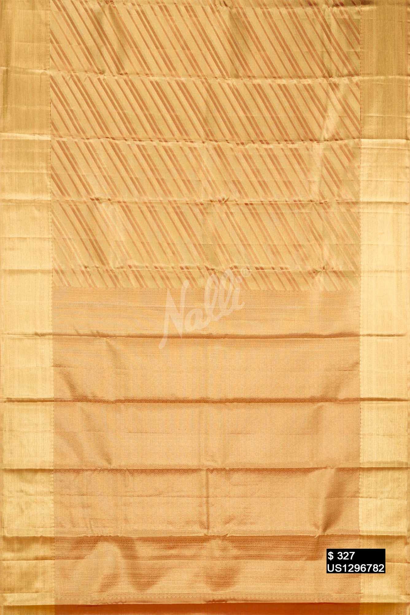 Golden Peach Kanchipuram Tissue Silk Saree