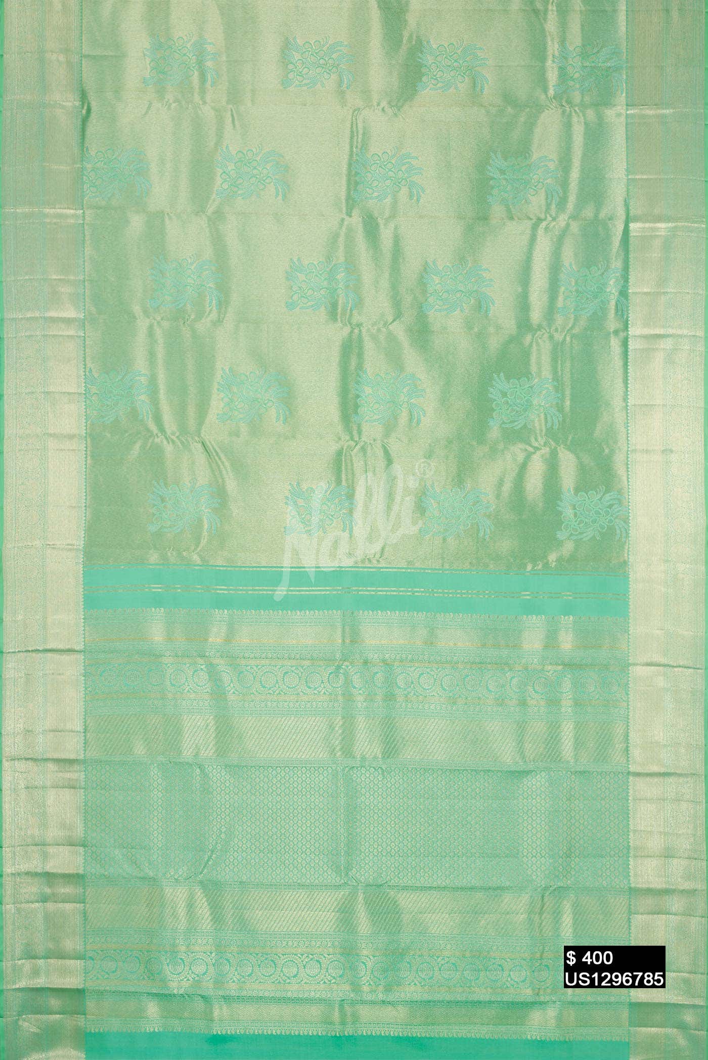 Sea Green Kanchipuram Silk Saree
