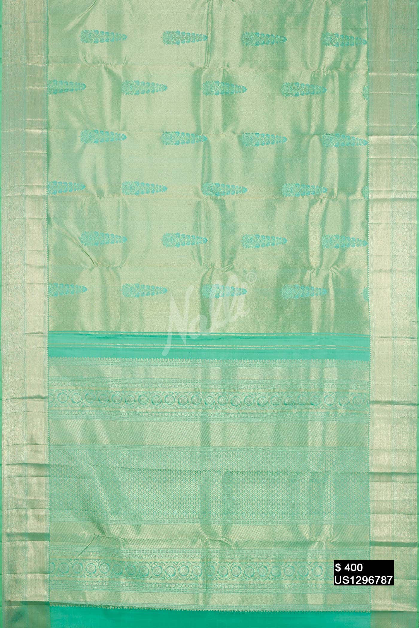 Sea Green Kanchipuram Silk Saree