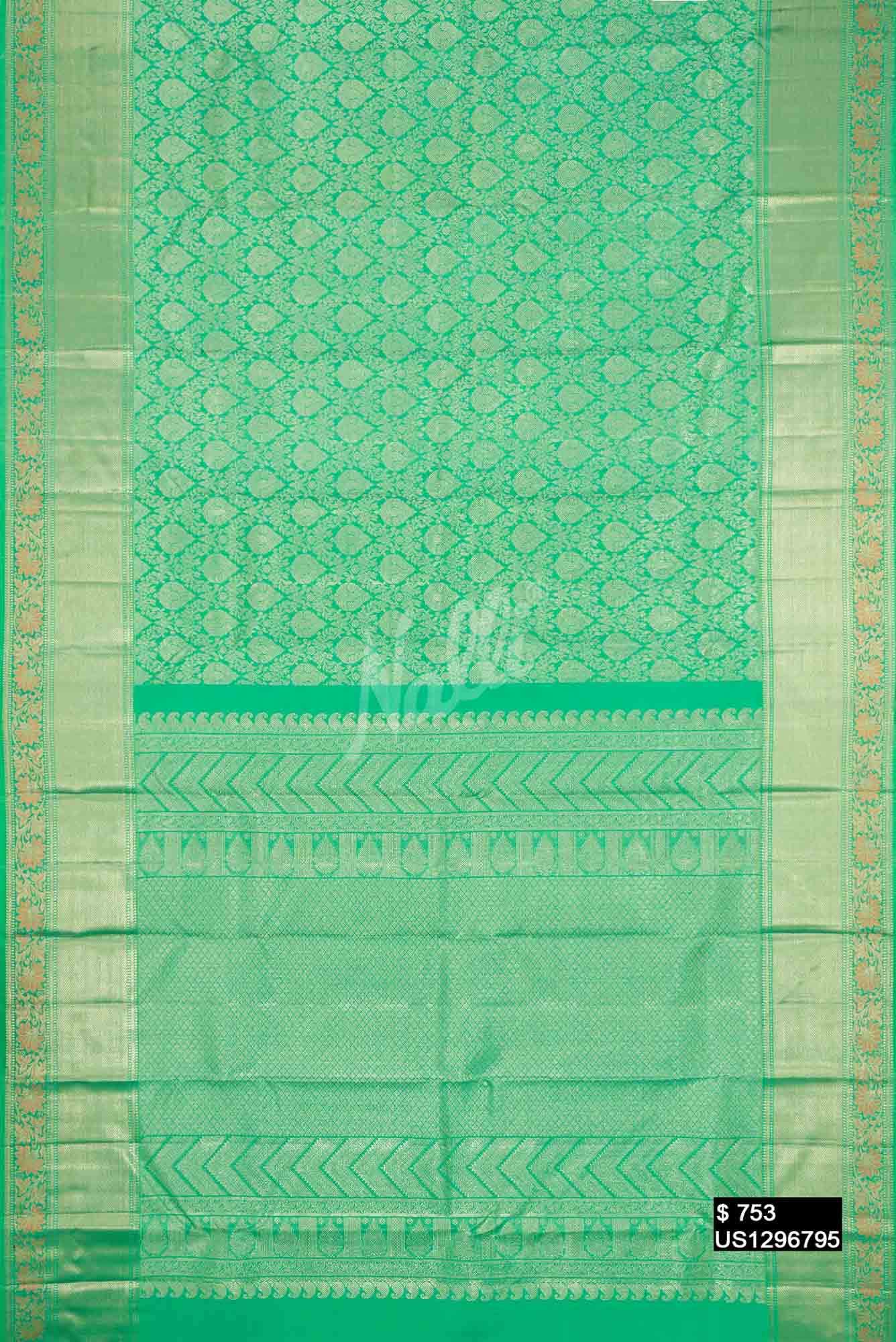 Sea Green Kanchipuram Silk Saree