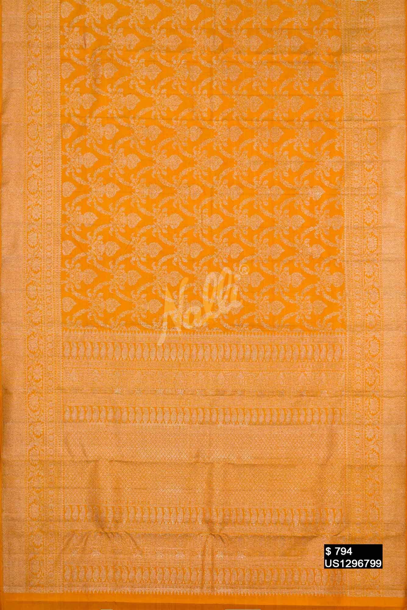 Mustard Kanchipuram Silk Saree
