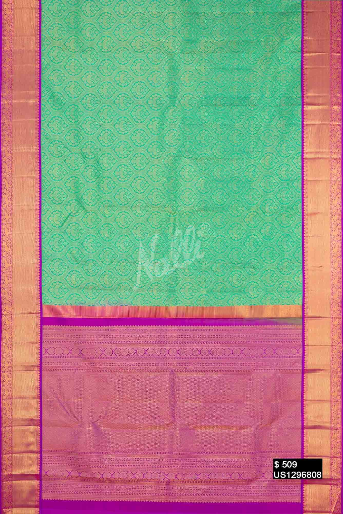 Sea Green Kanchipuram Silk Saree